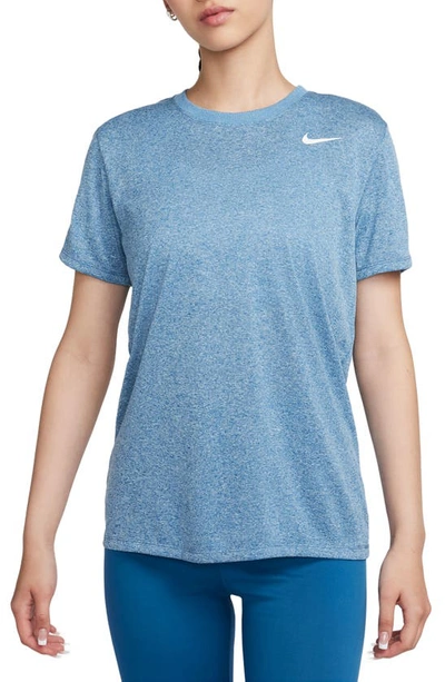 Shop Nike Dri-fit Crewneck T-shirt In Industrial Blue/ Pure