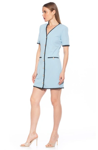 Shop Alexia Admor Jaiya Short Sleeve Button Front Dress In Halogen Blue