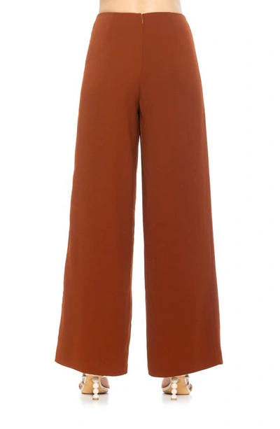 Alexia Admor Cassie Grommet High Waist Wide Leg Pants In Brown