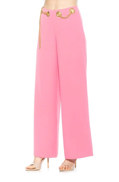 Shop Alexia Admor Cassie Grommet High Waist Wide Leg Pants In Pink