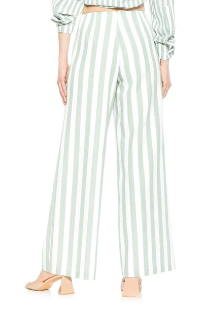 Shop Alexia Admor Cassie Stripe Grommet High Waist Wide Leg Pants In Green Stripe