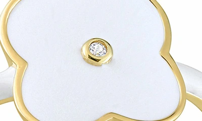 Delmar Gold Plated Created White Sapphire Enamel Ring In White