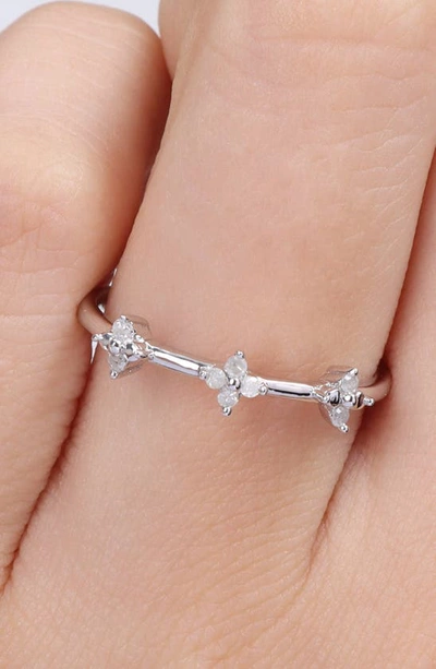 Delmar Floral Diamond Promise Ring In Silver