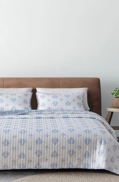 Woven & Weft French Floral Design Quilt & Sham Set In Blue