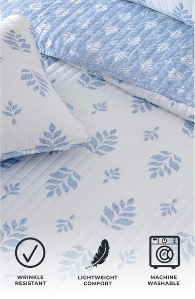 Woven & Weft French Floral Design Quilt & Sham Set In Blue