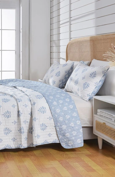 Woven & Weft French Floral Design Quilt & Sham Set In Blue