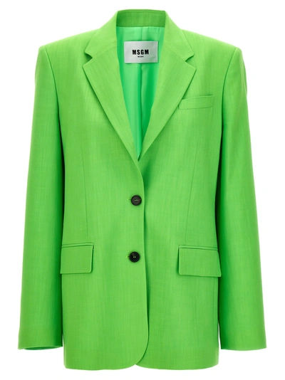 Shop Msgm Single-breasted Blazer Blazer And Suits In Green