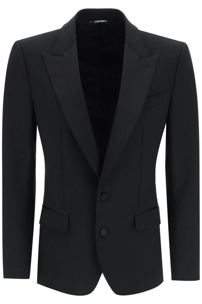 Shop Dolce & Gabbana Single Breasted Tuxedo Jacket In Black