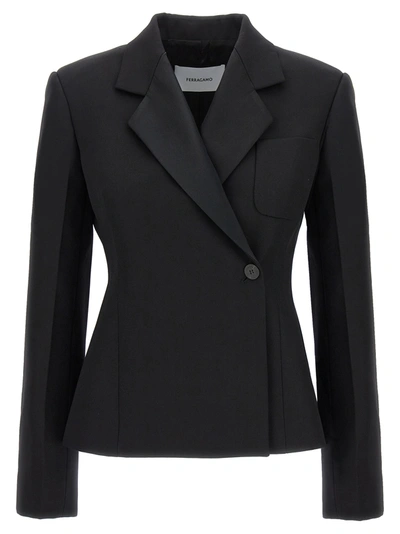 Shop Ferragamo Tuxedo Blazer And Suits In Black