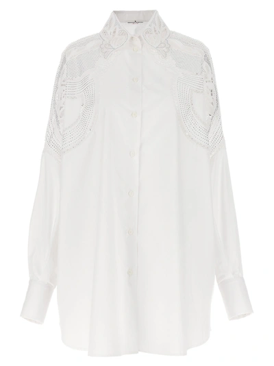 Shop Ermanno Scervino Rhinestone Embroidery Shirt Shirt, Blouse In White