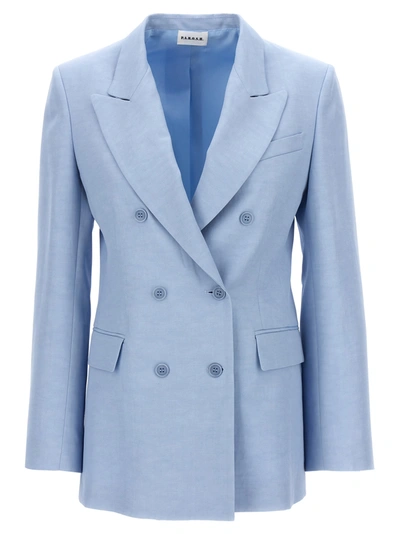 Shop P.a.r.o.s.h Double-breasted Blazer Blazer And Suits In Light Blue