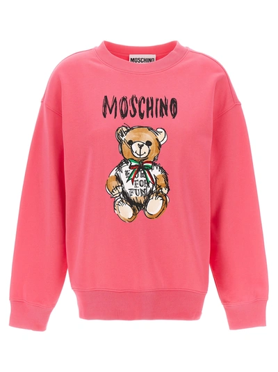 Shop Moschino Teddy Bear Sweatshirt In Fuchsia