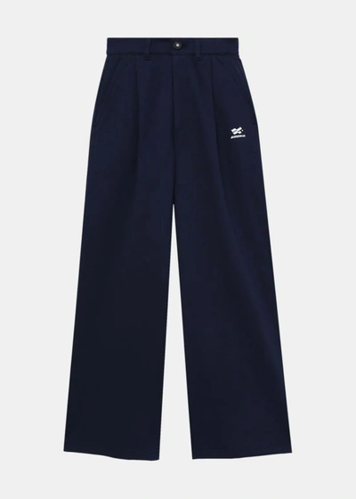 Shop Ader Error Navy Tatom Logo-print Sweatpants