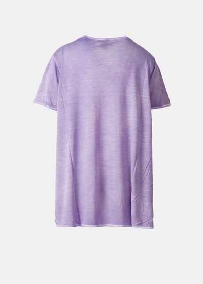 Shop Avant Toi Purple Hand Painted Micromodal Round Neck T-shirt With Slits
