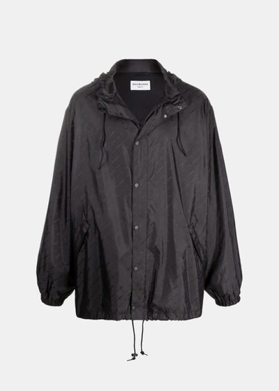 Shop Balenciaga Black Monogram Rain Jacket