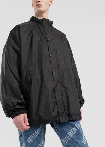 Shop Balenciaga Black Monogram Rain Jacket