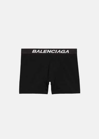 Shop Balenciaga Black Racer Logo Wasitband Boxer Brief