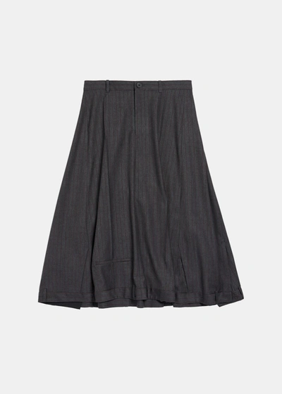 Shop Balenciaga Grey Pinstripe A-line Skirt In Grey/red