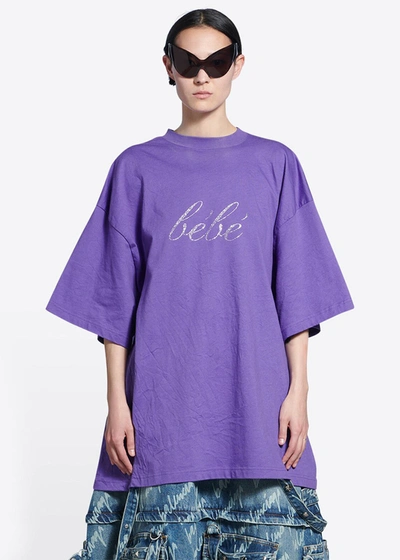 Shop Balenciaga Purple Bébé Worn-out Oversized T-shirt In Ultraviolet
