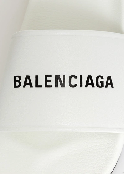 Shop Balenciaga White Leather Slides In It 40
