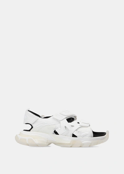Shop Balenciaga White Track Sandals In White/black