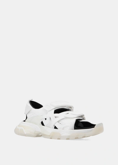 Shop Balenciaga White Track Sandals In White/black