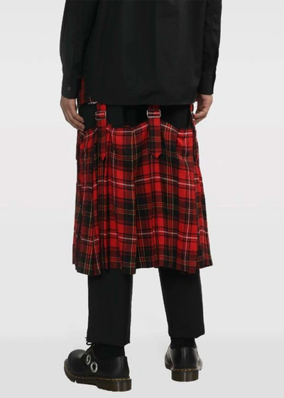 Shop Black Comme Des Garçons Comme Des Garcons Black Red/black Tartan Pleated Midi Skirt