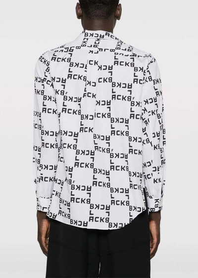 Shop Black Comme Des Garçons Comme Des Garcons Black White Logo-print Cotton Shirt