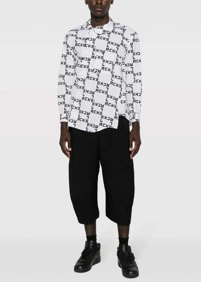 Shop Black Comme Des Garçons Comme Des Garcons Black White Logo-print Cotton Shirt