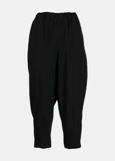 Shop Comme Des Garçons Comme Des Garçons Comme Des Garcons Comme Des Garcons Black Cropped Wool Trousers