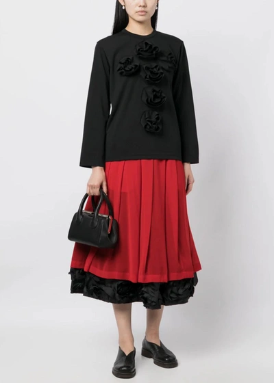 Shop Comme Des Garçons Comme Des Garçons Comme Des Garcons Comme Des Garcons Black Floral-appliqué Piqué Sweatshirt