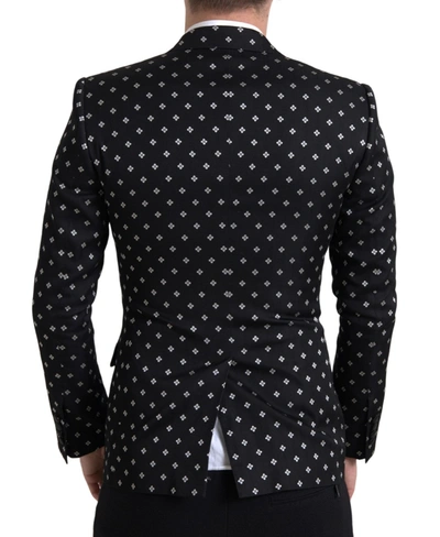Shop Dolce & Gabbana Elegant Geometric Patterned Slim Men's Blazer In Black