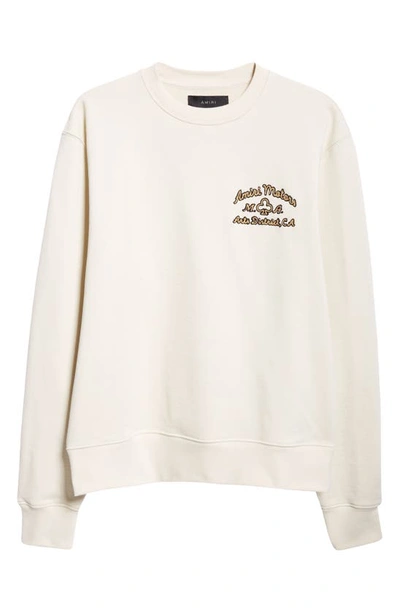 Shop Amiri Motors Embroidered Cotton French Terry Sweatshirt In Alabaster
