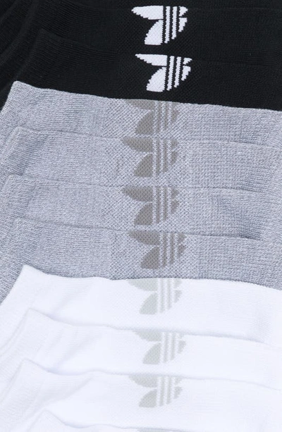 Shop Adidas Originals Assorted 6-pack Trefoil No-show Socks In Black/ White/ Grey