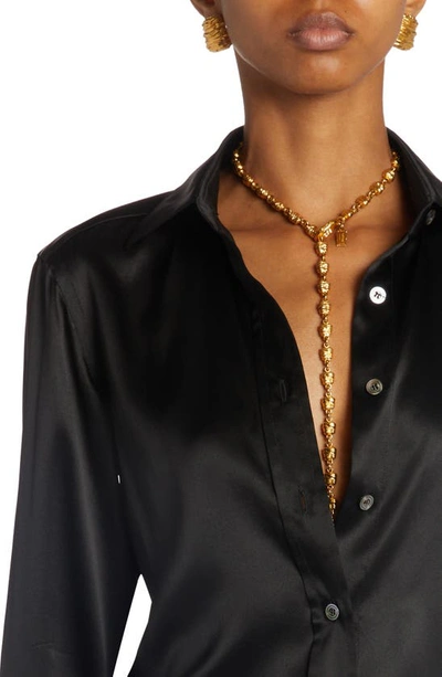 Tom Ford Button Up Silk Satin Shirt In Black