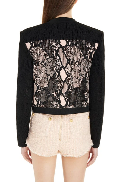 Shop Balmain Python Jacquard Sweater Jacket In Ekd Black Multi