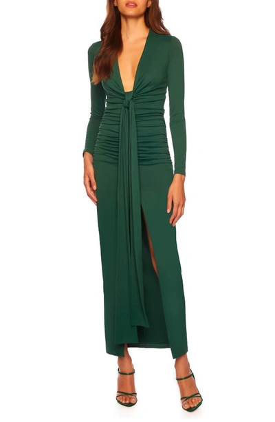 Shop Susana Monaco Plunge Neck Long Sleeve Body-con Dress In Tuileries