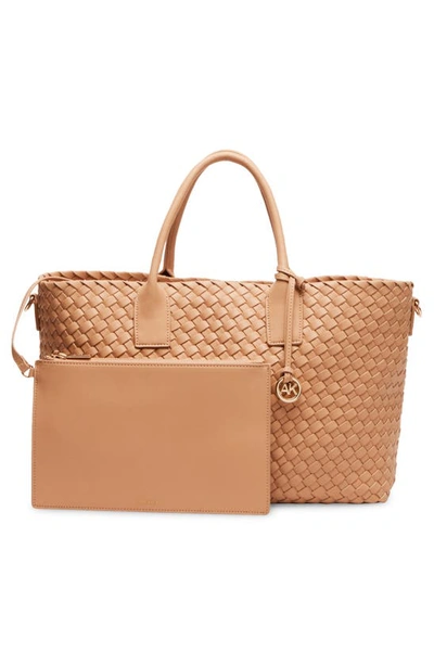 Shop Anne Klein Large Woven Tote In Latte
