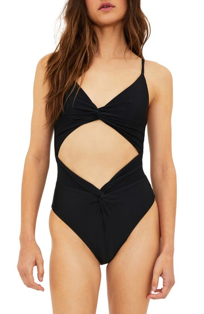 Shop Beach Riot Aviva Twist Cutout One-piece Swimsuit In Black