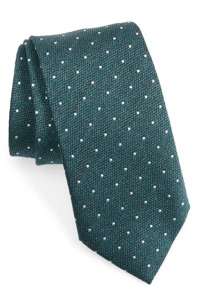 Shop Jack Victor Cotton Blend Tie In Teal