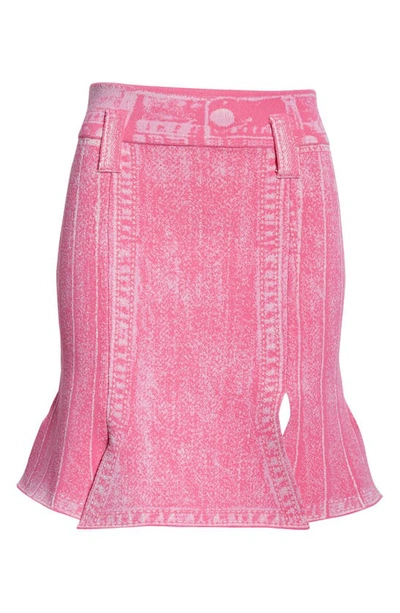 Shop Ph5 Dahlia Denim Print Knit Carwash Skirt In Pink