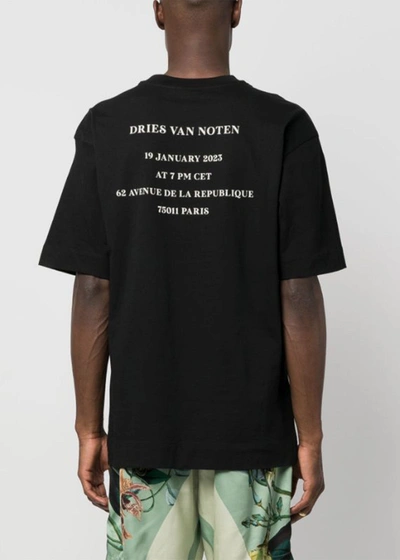 Shop Dries Van Noten Black Heli Slogan-print T-shirt