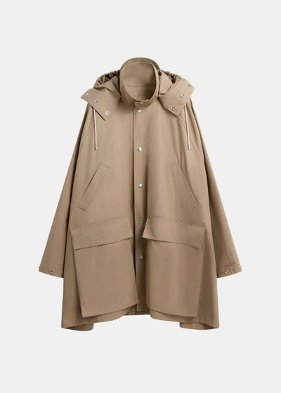 Shop Lemaire Beige Hooded Raincoat
