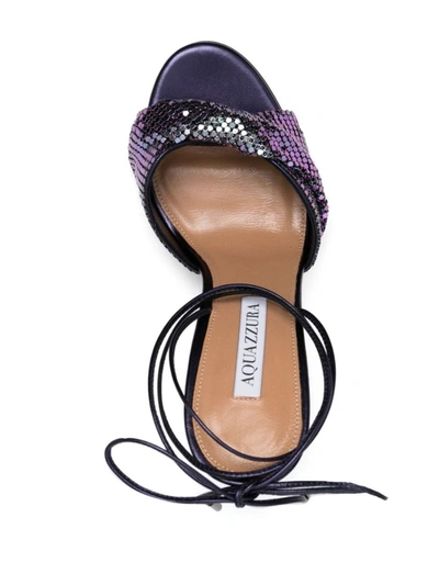 Aquazzura Lace-up 110 Mesh Sandals In Petroleum
