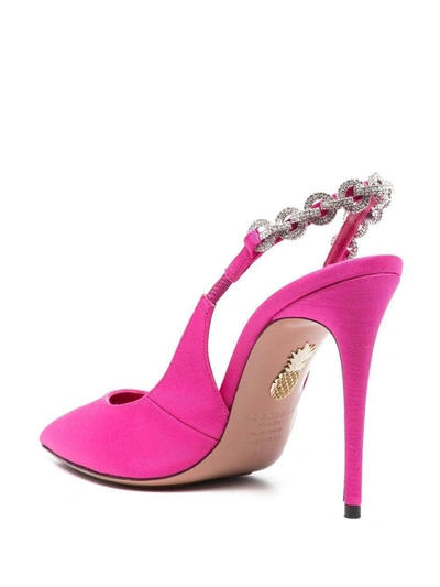 Aquazzura Crystal Embellished Satin Stiletto In Pink