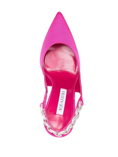 Aquazzura Crystal Embellished Satin Stiletto In Pink