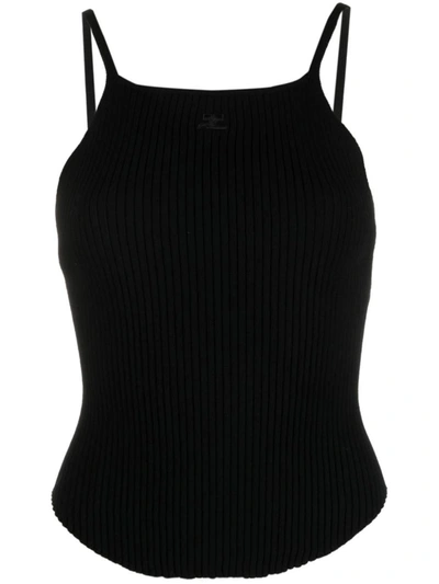 Courrèges Courreges "ribbed Knit Holistic Top In Black