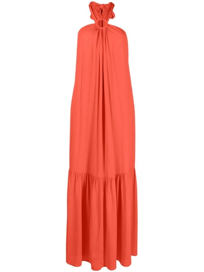Shop Erika Cavallini Silk Blend Long Dress In Red