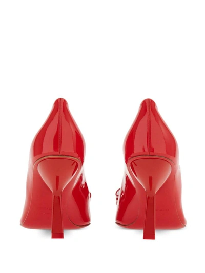 Ferragamo Pointed Toe Kitten Heel Pumps With Bow Detailing In Flame Red