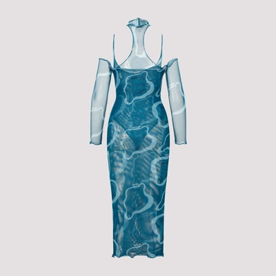 Shop Julfer Janet Long Dress In Blue
